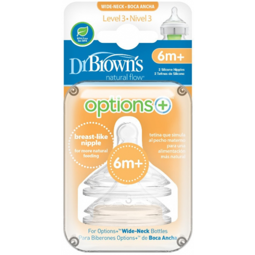 Dr. Brown's Tétine Silicone Options+ Large Bouche Niveau 4 - 9 Mois Et + (Lot)