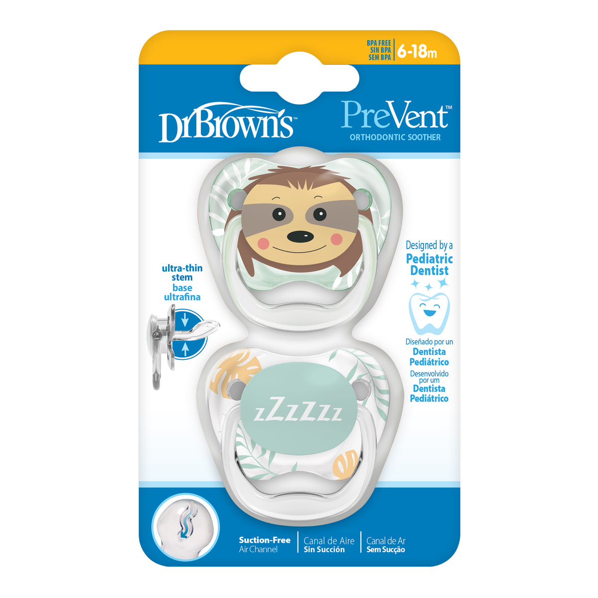 Prevent Pacifier 6-18m (2 Packs), Mint