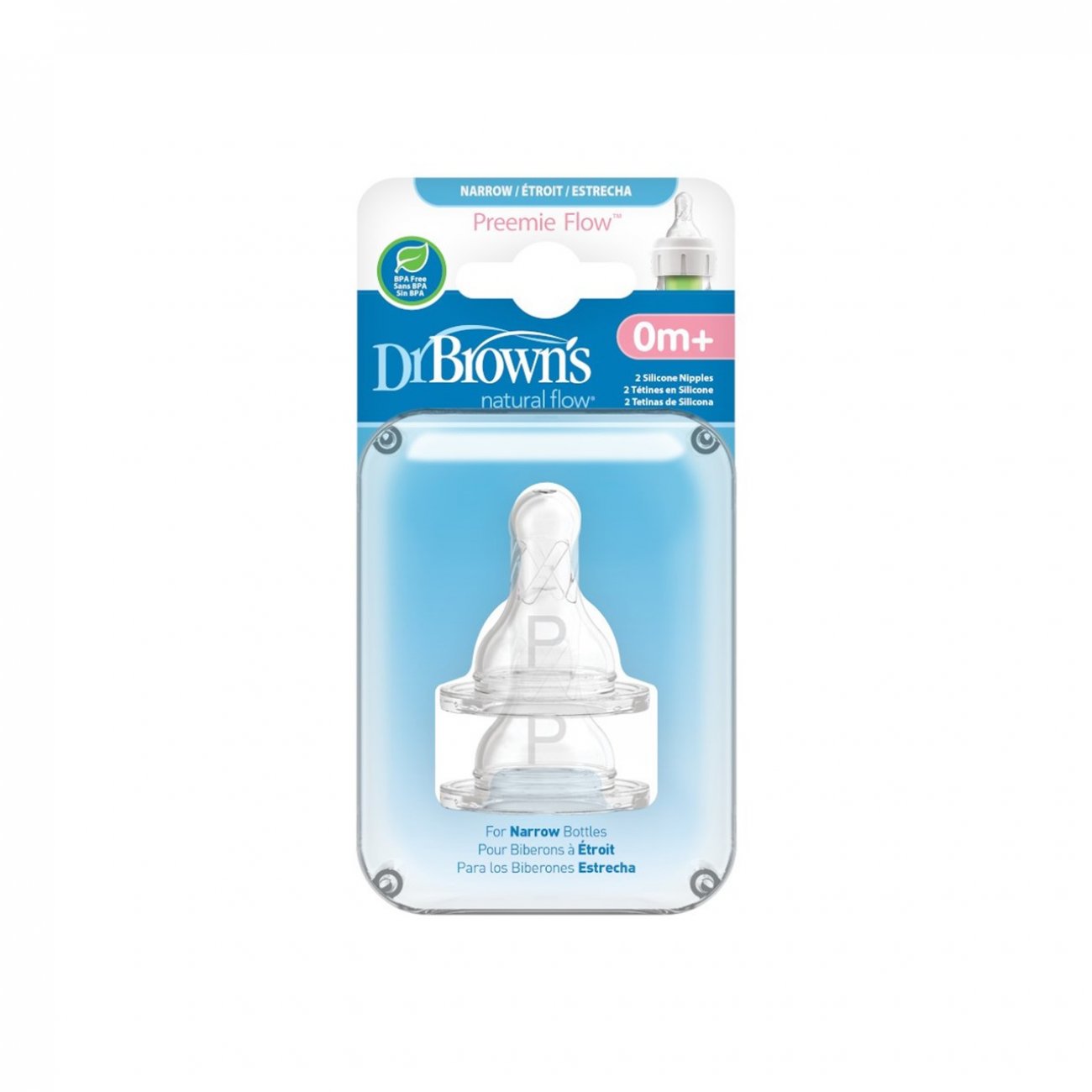 Preemie Narrow Nipple Slowest Flow, 2- Packs