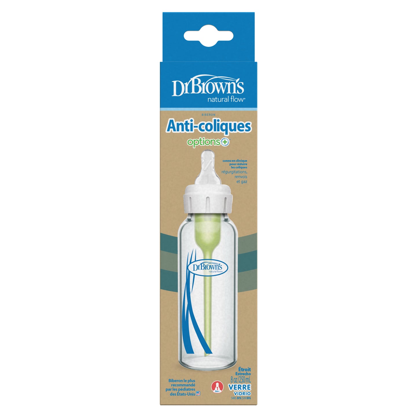 Narrow options+ glass bottle 250 ML,single