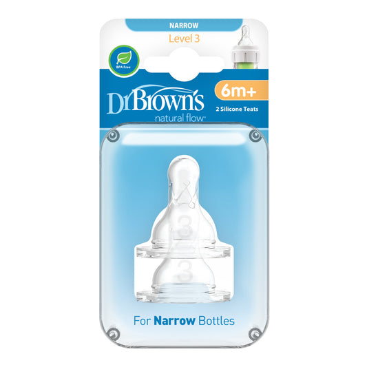 Level 3 6m+ silicone Narrow Nipple 2-PACKS