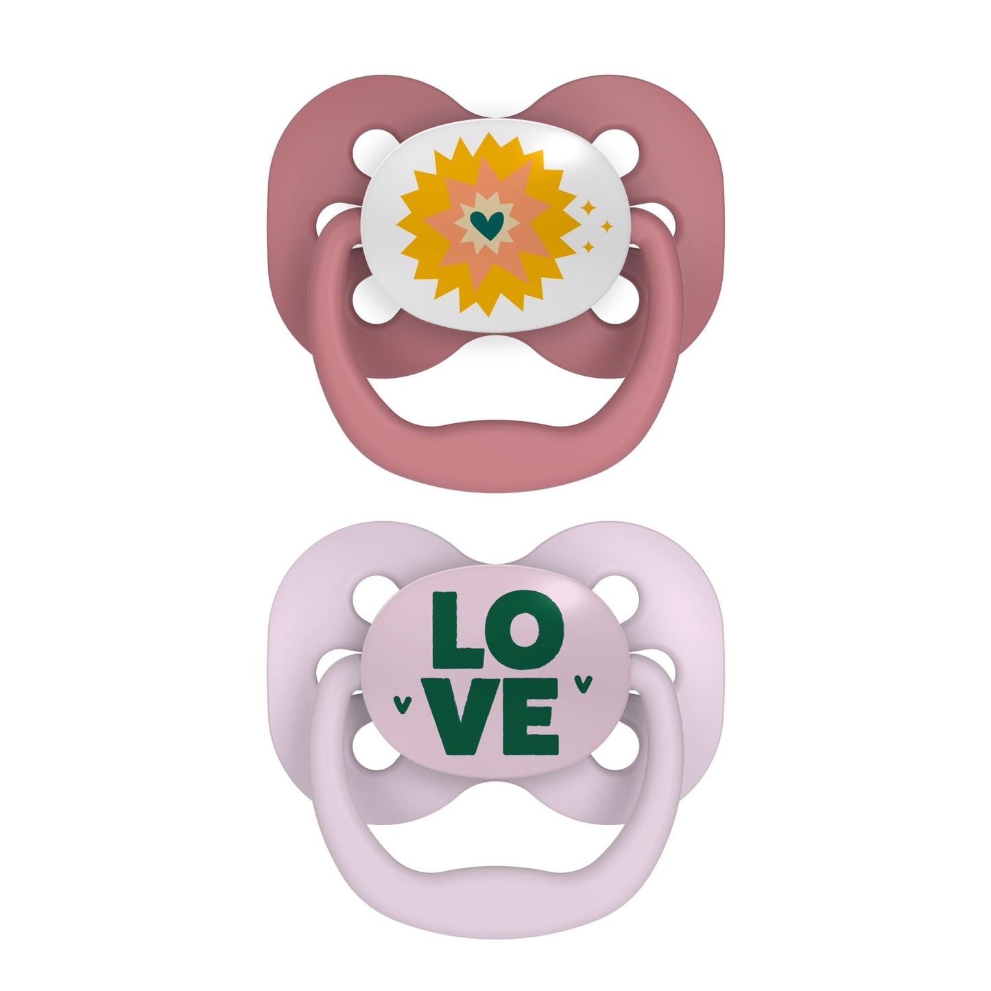 Advantage Pacifier, Stage 1,Pink, 2 Packs (0-6m)