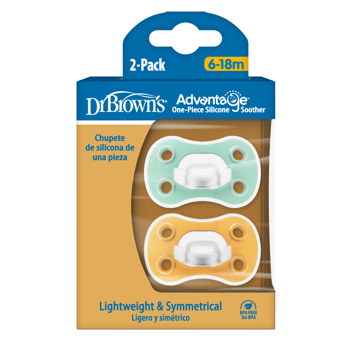 Advantage Pacifier 6-18m (2packs) , Green&Yellow