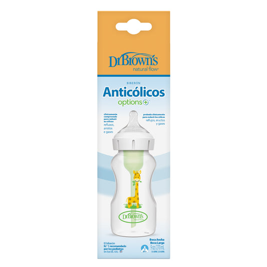 Wide neck 270 ml OP+ bottle with level 2 nipple giraffe design