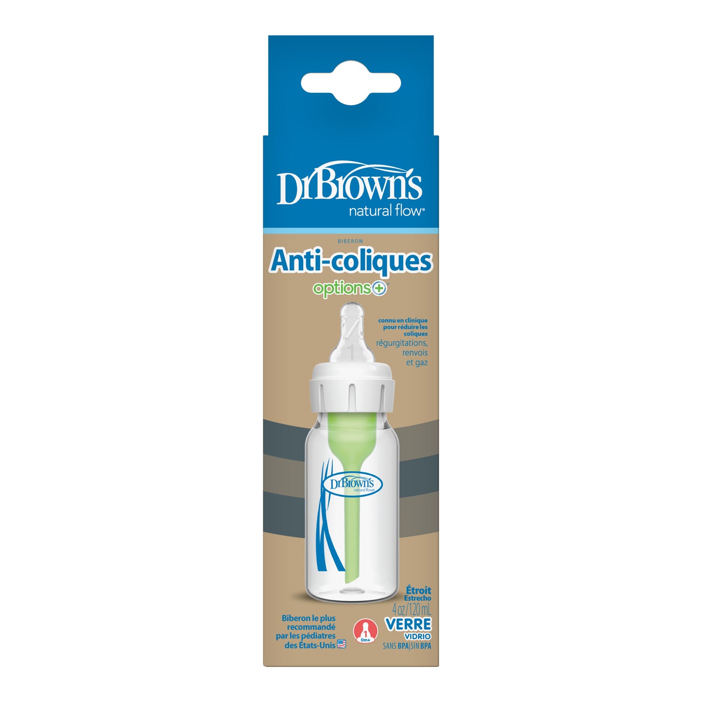 Narrow options+ glass bottle 120 ML,single