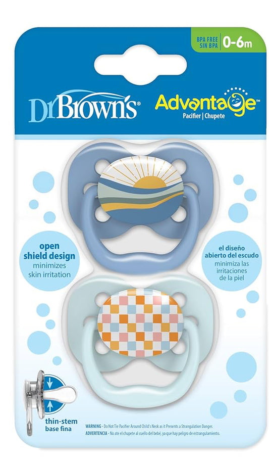 Advantage Pacifiers, Stage 1, Blue, 2 Packs (0-6m)
