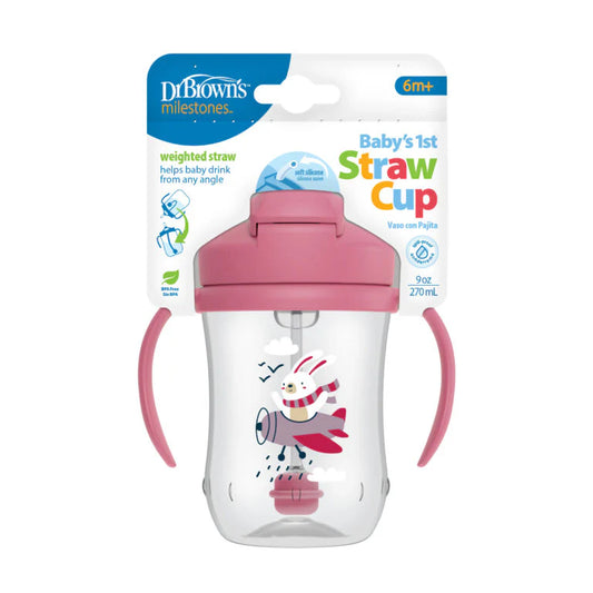 9OZ/270ML BABY'S FIRST STRAW CUP-PINK/BLUE (6M+)