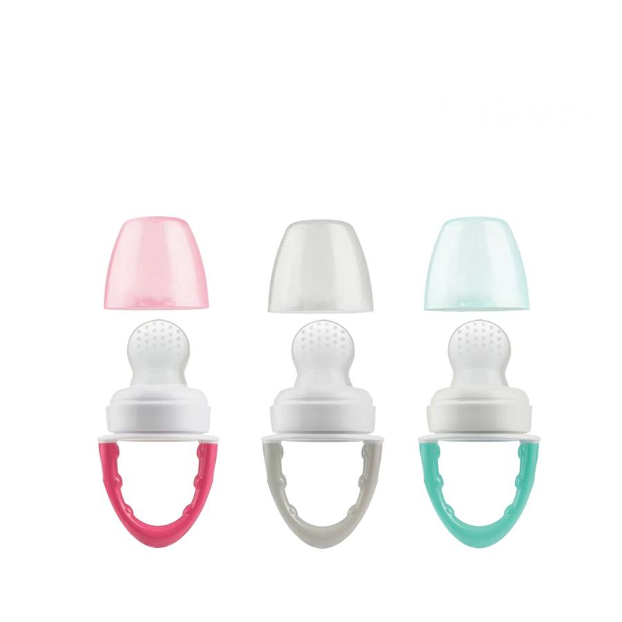 Fresh Firsts Silicone Feeder, 1-Pack, Grey/Green/Pink