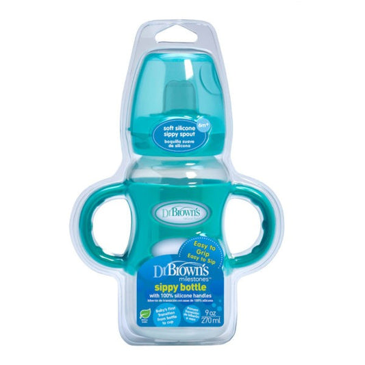 9oz/270ml PP Options WN Sippy Bottle Pink/Turquoise 6m+