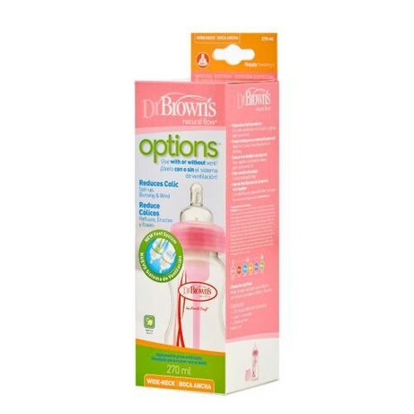 9oz/270ML PP OPTIONS WIDE-NECK BOTTLE, PINK