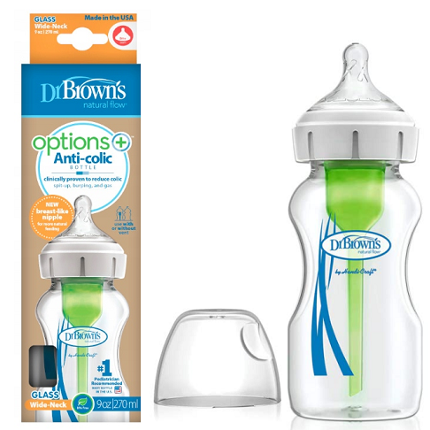 Wide neck options+ glass bottle 270 ml,single