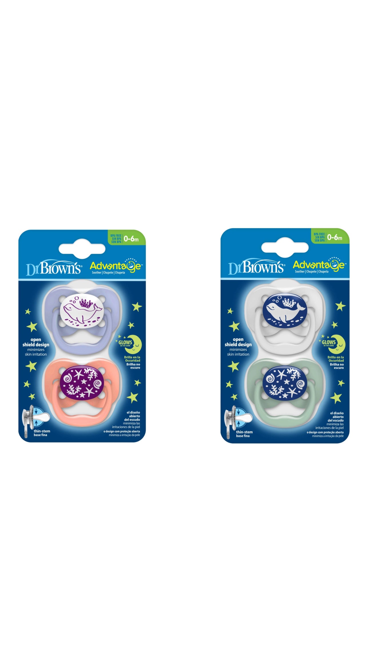 Advantage Pacifier Glow in The Dark 0-6 Months -2pcs-