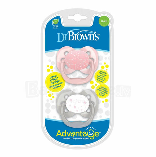 Advantage Pacifier, Stage 1,Pink, 2 Packs (0-6m)